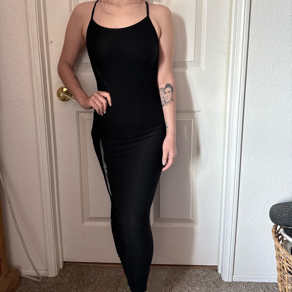Elegant Black Spaghetti Strap Dress